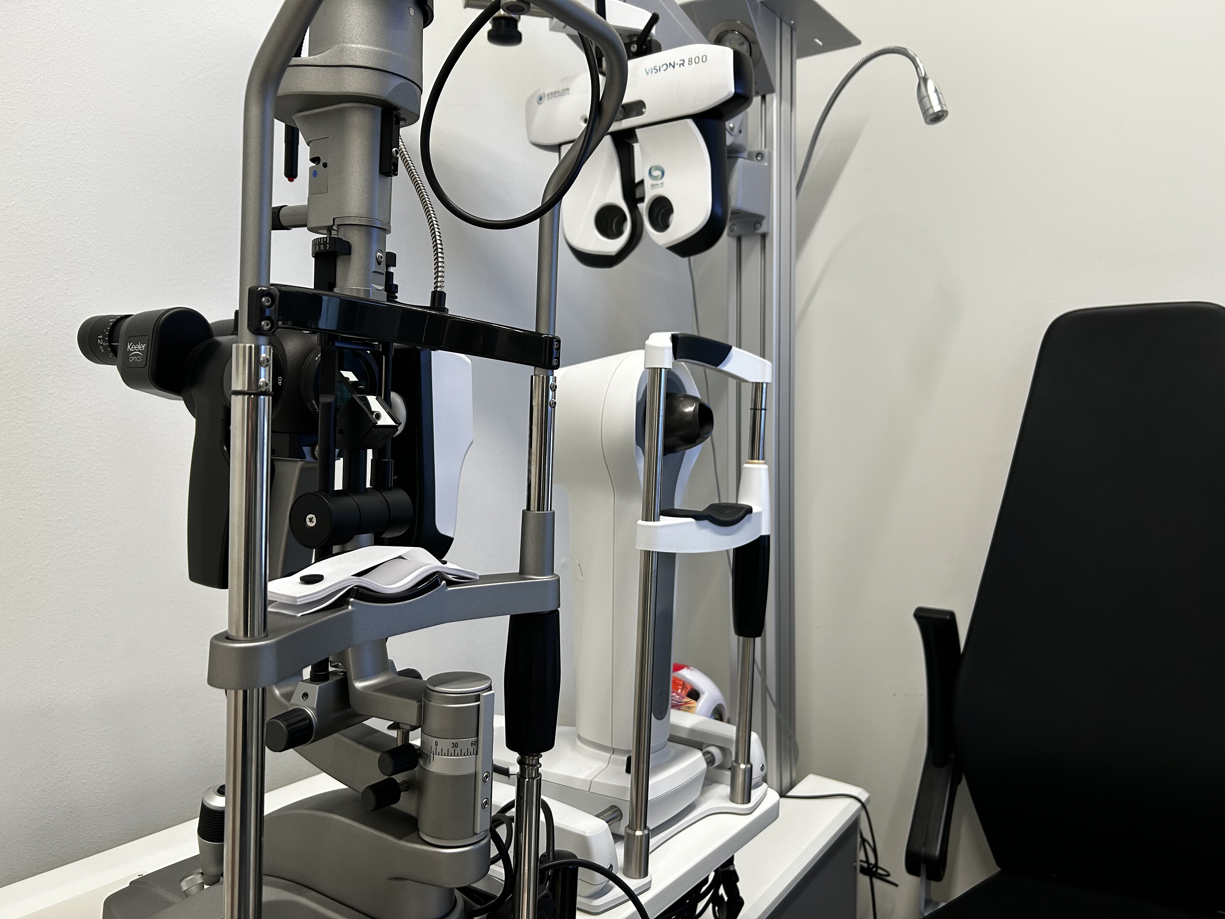 Slit-lamp microscope and eye examination equipment used for myopia monitoring at EMME Visioncare